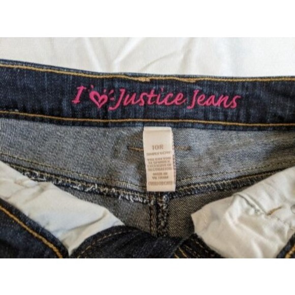 Justice Blue Denim Jeans Girls size 10R Capris Set of 3 Distressed Dark Wash - Picture 14 of 14